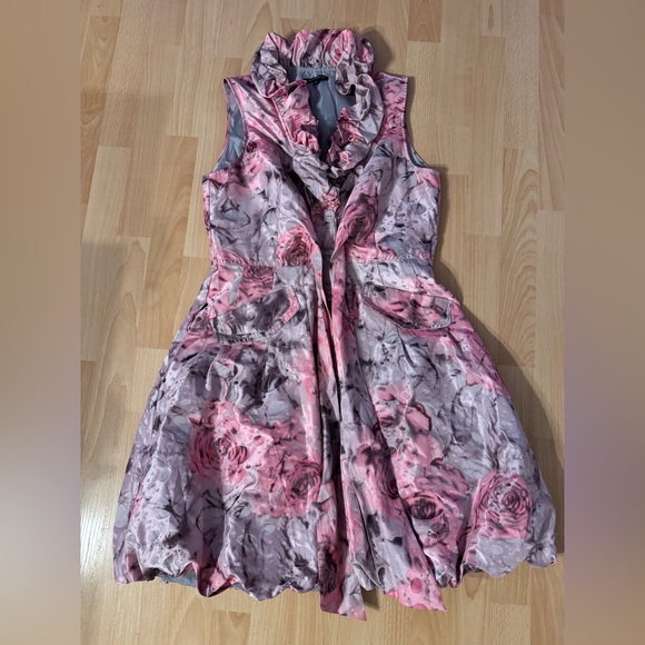 Size L Samuel Dong Pink Floral Ruffle Dress new without tag - Picture 14 of 14